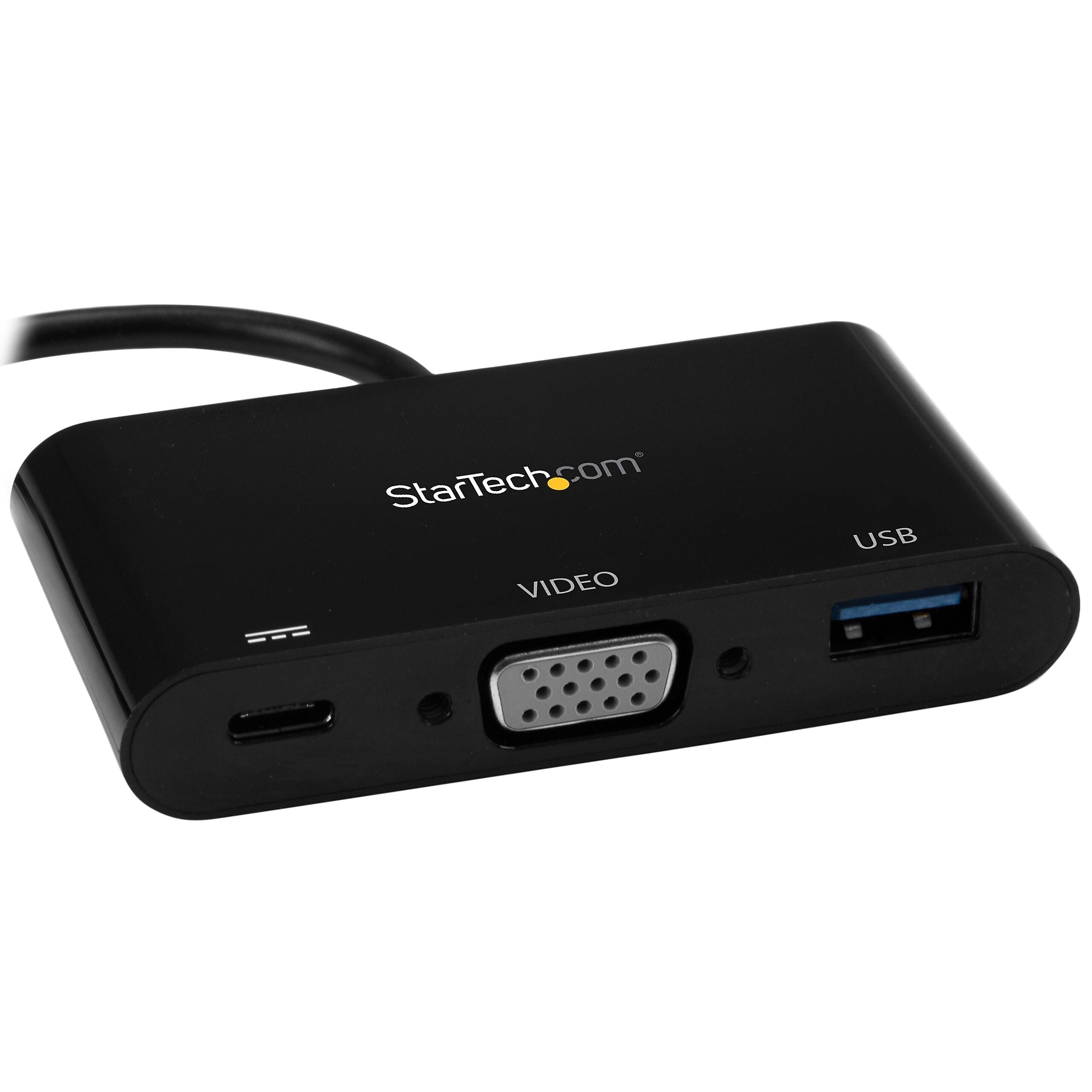 StarTech.com® USB-C to VGA Male/Female Multifunction Adapter, Black (CDP2VGAUACP)