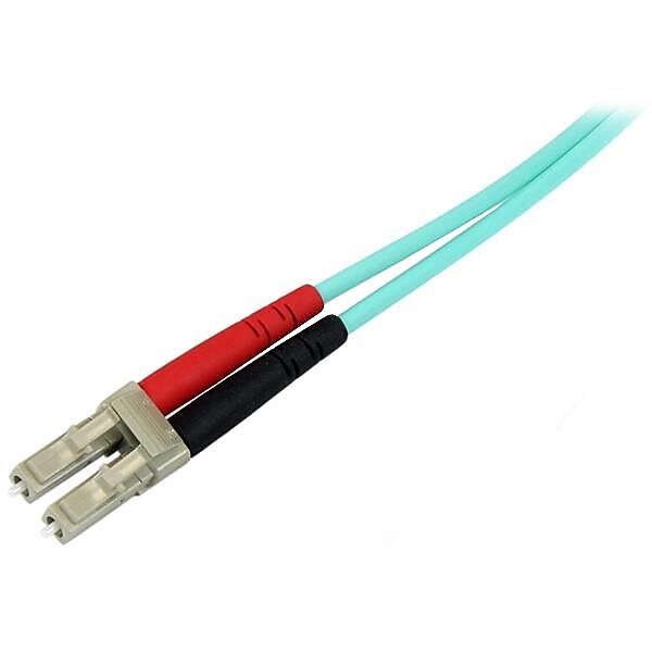 StarTech.com Aqua OM4 Duplex Multimode Fiber, 2m / 6 ft, 100 Gb, 50/125, OM4 Fiber, LC to LC Fiber Patch Cable (450FBLCLC2)
