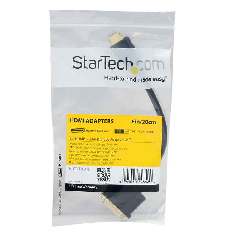 StarTech 8" Male HDMI To Female DVI-D Video Cable Adapter, Black