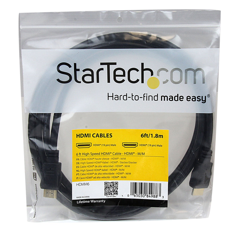 StarTech High Speed Ultra HD 6' HDMI to HDMI Audio/Video Cable, Black (HDMM6)