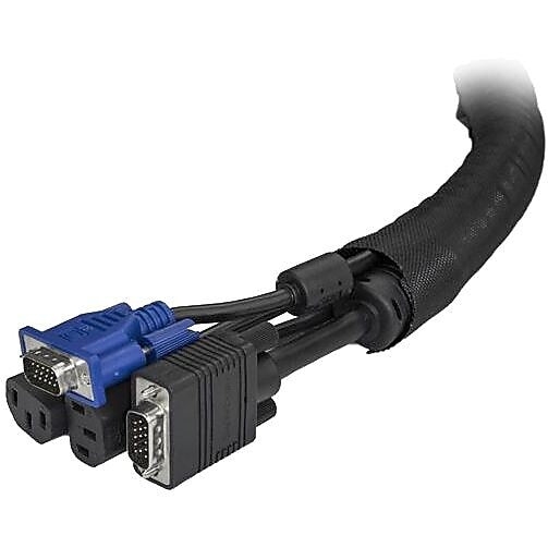 StarTech Cable Management Sleeve, 2 m, Cable Organizer, Flexible Cable Cover, Trimmable Fabric Cord Hider, Cord Management