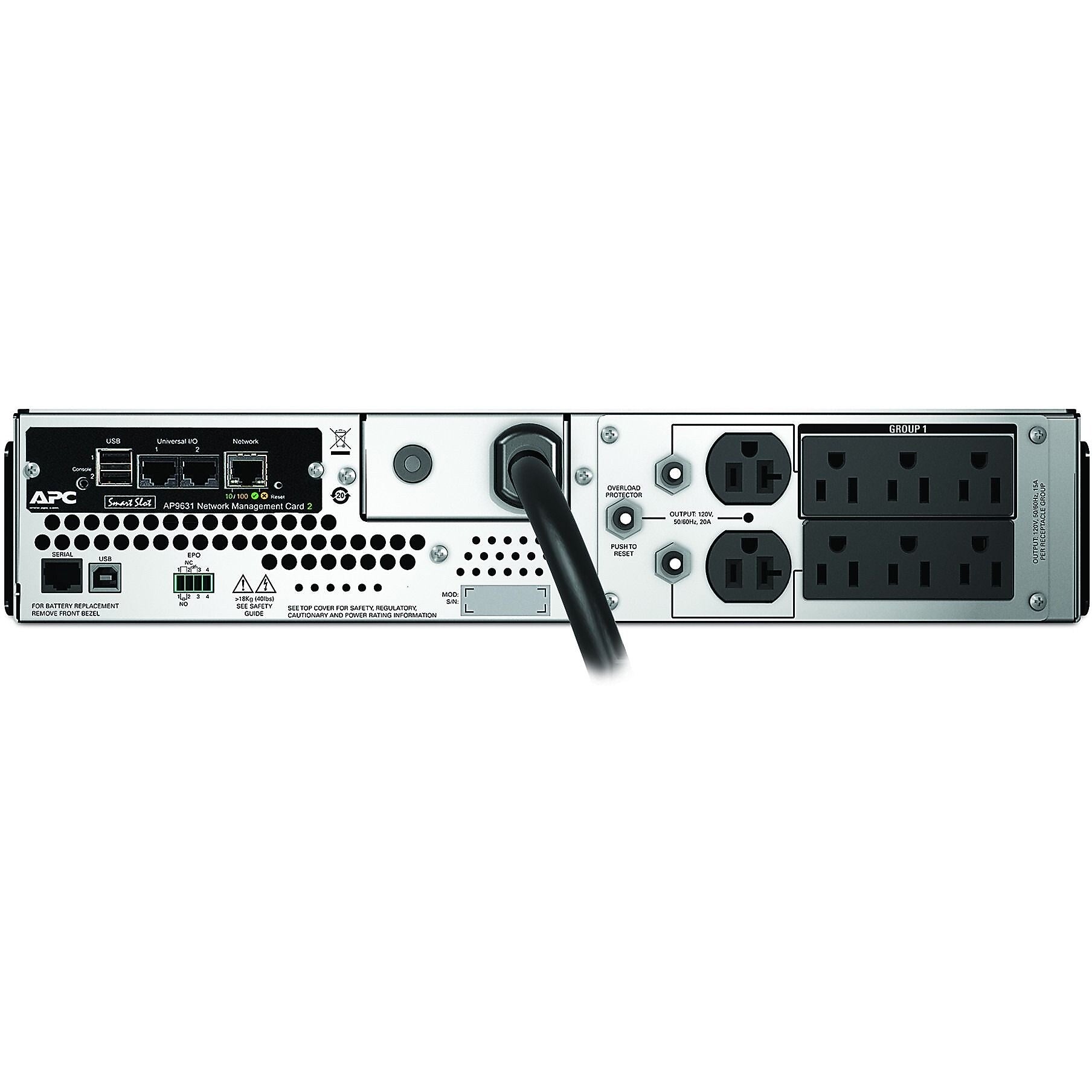 APC Smart 2200VA UPS, 8-Outlets, Black (SMT2200RM2UNC)