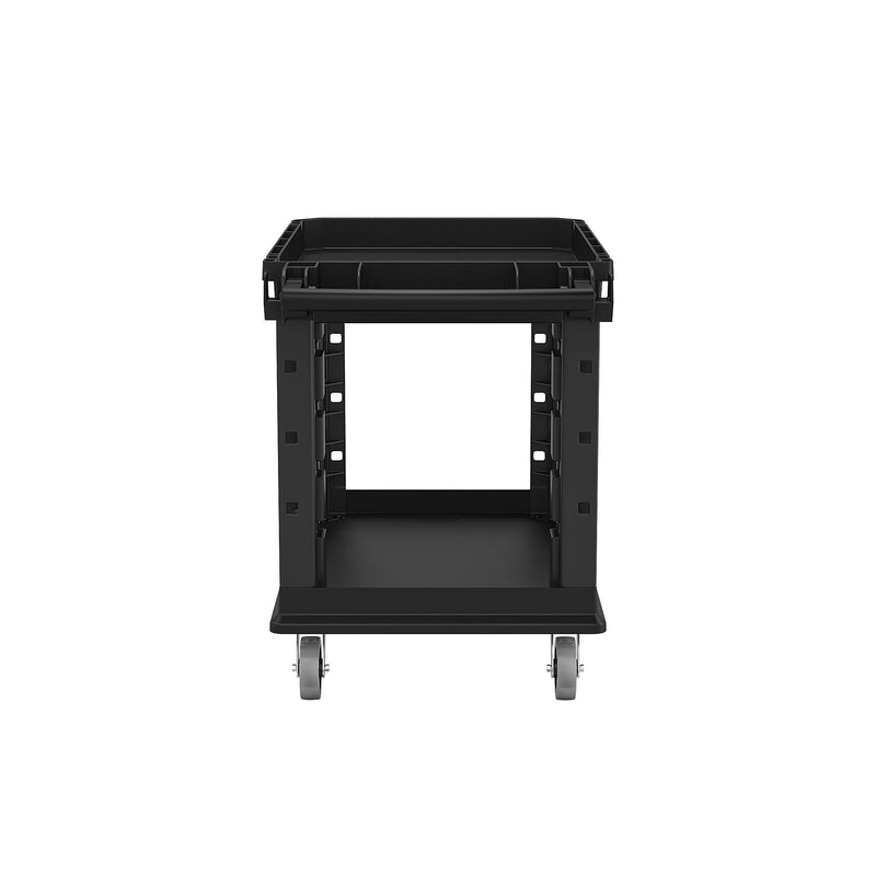 Suncast Commercial 2-Shelf Plastic/Poly Mobile Utility Cart with Swivel Wheels, Black (PUCSD2645)