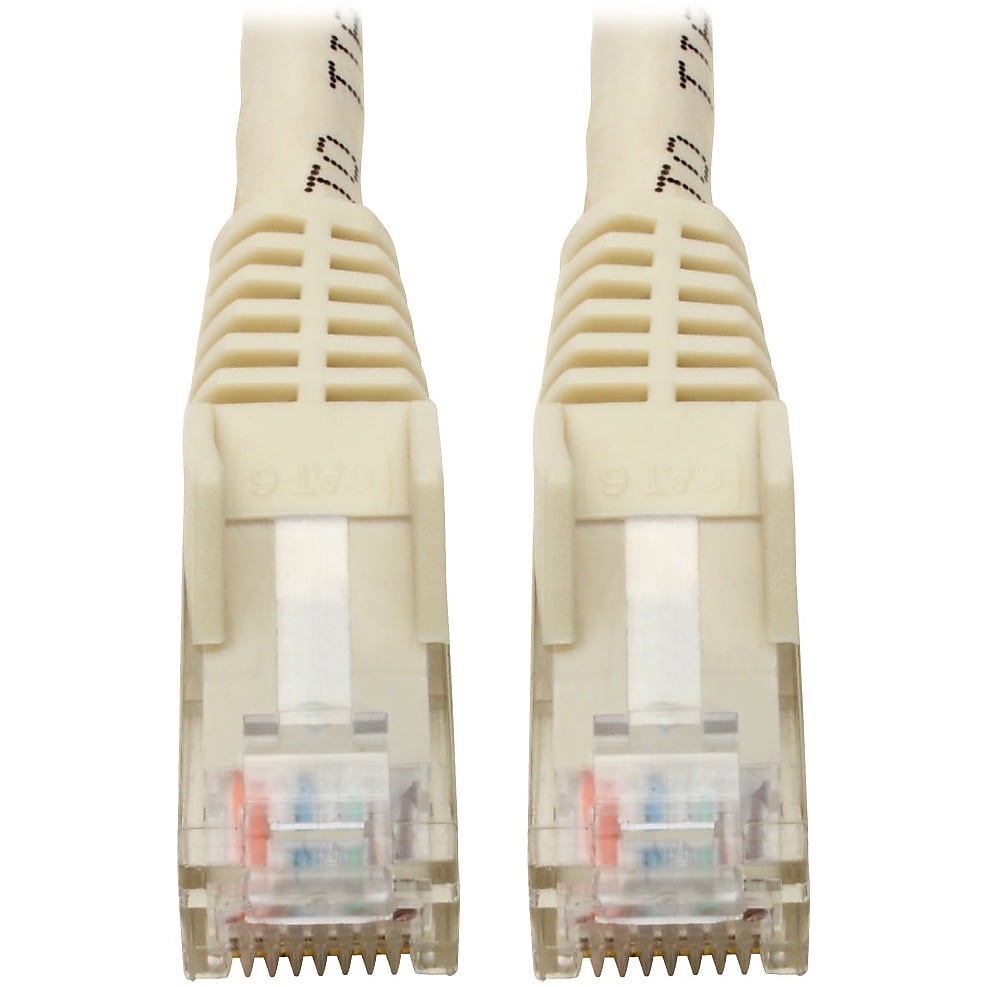 Tripp Lite Cat6 GbE Gigabit Ethernet Snagless Molded Patch Cable UTP White RJ45 M/M 6in 6" (N201-06N-WH)