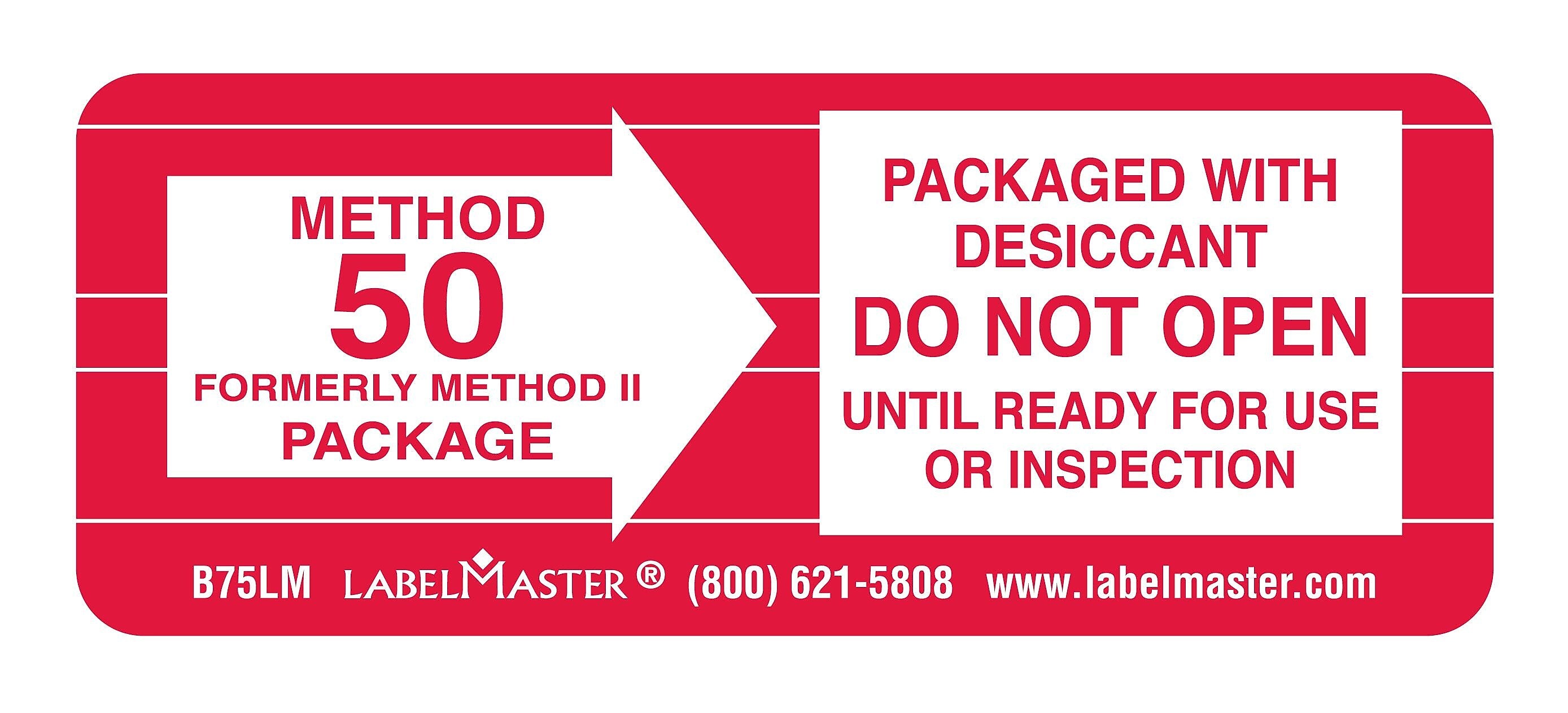 Labelmaster® Method 50 Label, Vinyl, 2-1/2" x 1", 1000/Roll (B75LM)