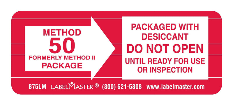 Labelmaster® Method 50 Label, Vinyl, 2-1/2" x 1", 1000/Roll (B75LM)