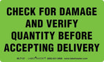 ColorBrite™ "Check for Damage and Verify Quantity" Label, 3" x 5", 500/Roll (BLT137)