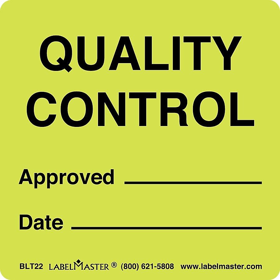 ColorBrite™ "Quality Control" Label, 3" x 3", 500/Roll (BLT22)