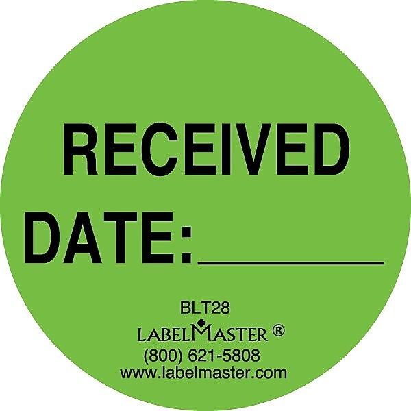 ColorBrite™ "Received Date" Label, 500/Roll (BLT28)