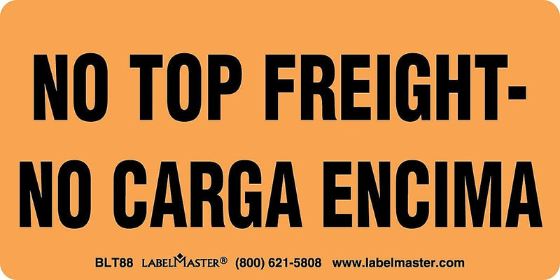 ColorBrite™ "No Top Freight" Labels, Bilingual, 2" x 4", 500/Roll (BLT88)