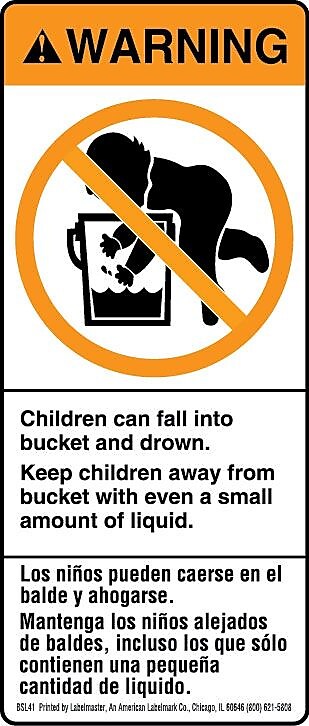 Labelmaster® Baby in the Bucket Label, 1 Panel, PVCF, 2 3/4" x 6 1/2", 6.5" x 2.75", 500/Roll (BSL41)