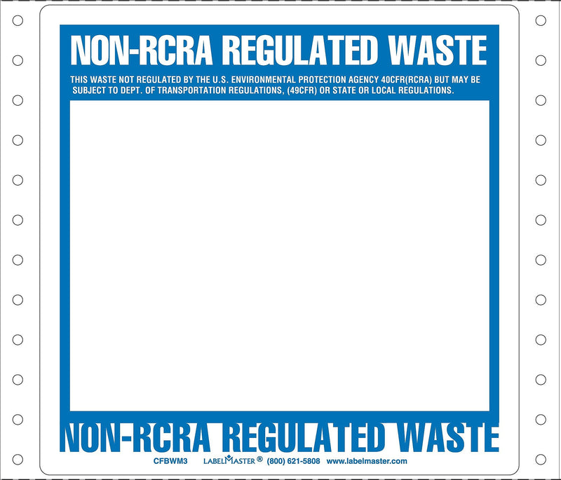 Labelmaster® Non-RCRA Regulated Waste Label, Blank Open Box, Pin-Feed Paper, 5.875" x 6", 500/Pack (CFBWM3)