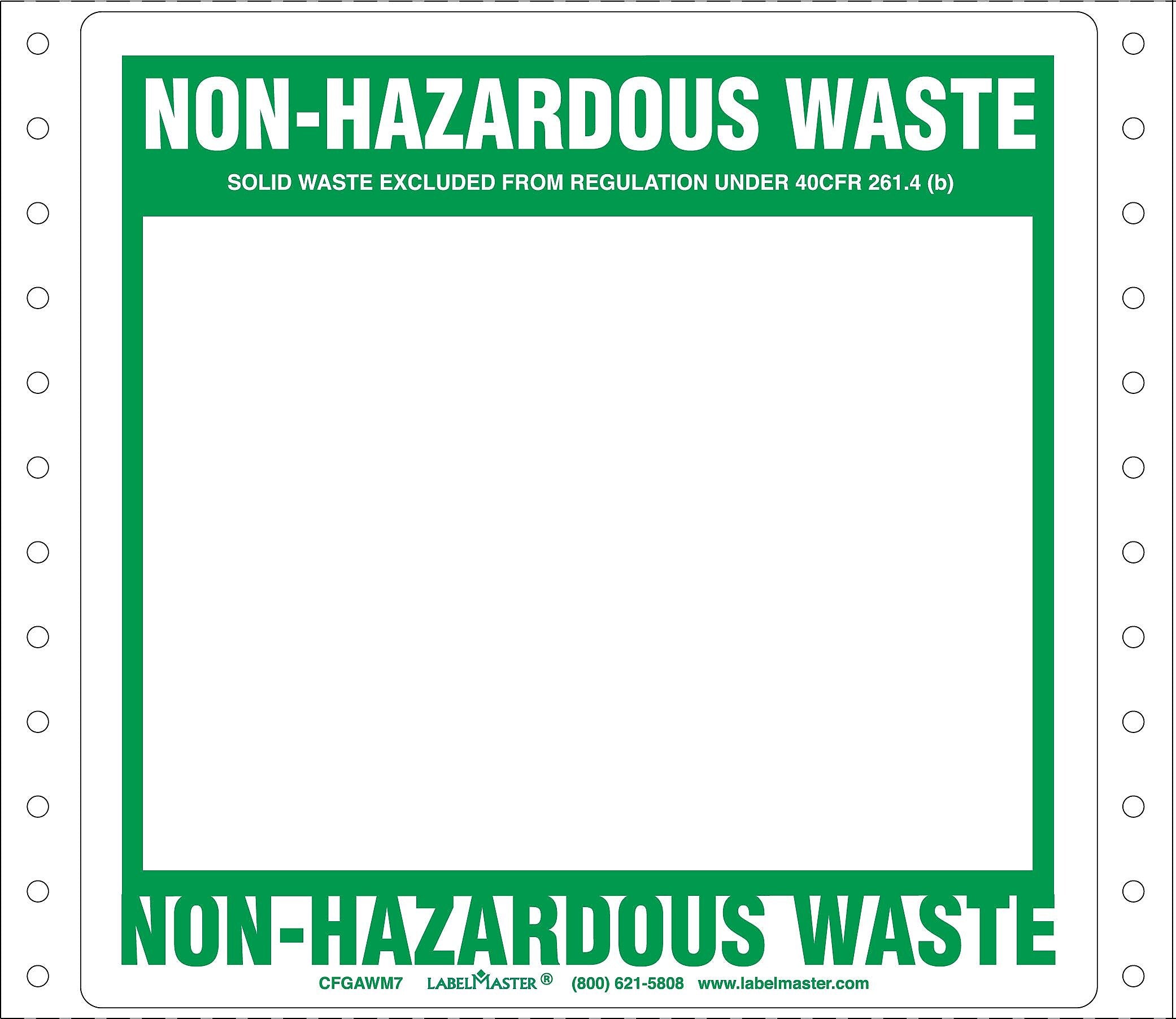 Labelmaster® Non-Hazardous Waste Label, Blank Open Box, Pin-Feed Paper, 5.875" x 6", 500/Pack (CFGAWM7)