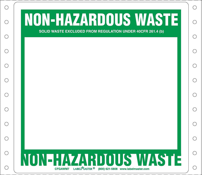 Labelmaster® Non-Hazardous Waste Label, Blank Open Box, Pin-Feed Paper, 5.875" x 6", 500/Pack (CFGAWM7)