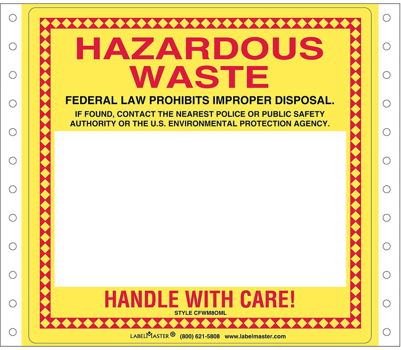 Labelmaster® Standard Waste Label, Matte Litho, 6" x 5.875", Open Box Format, 5.875" x 6", 500/Pack (CFWM8OML)