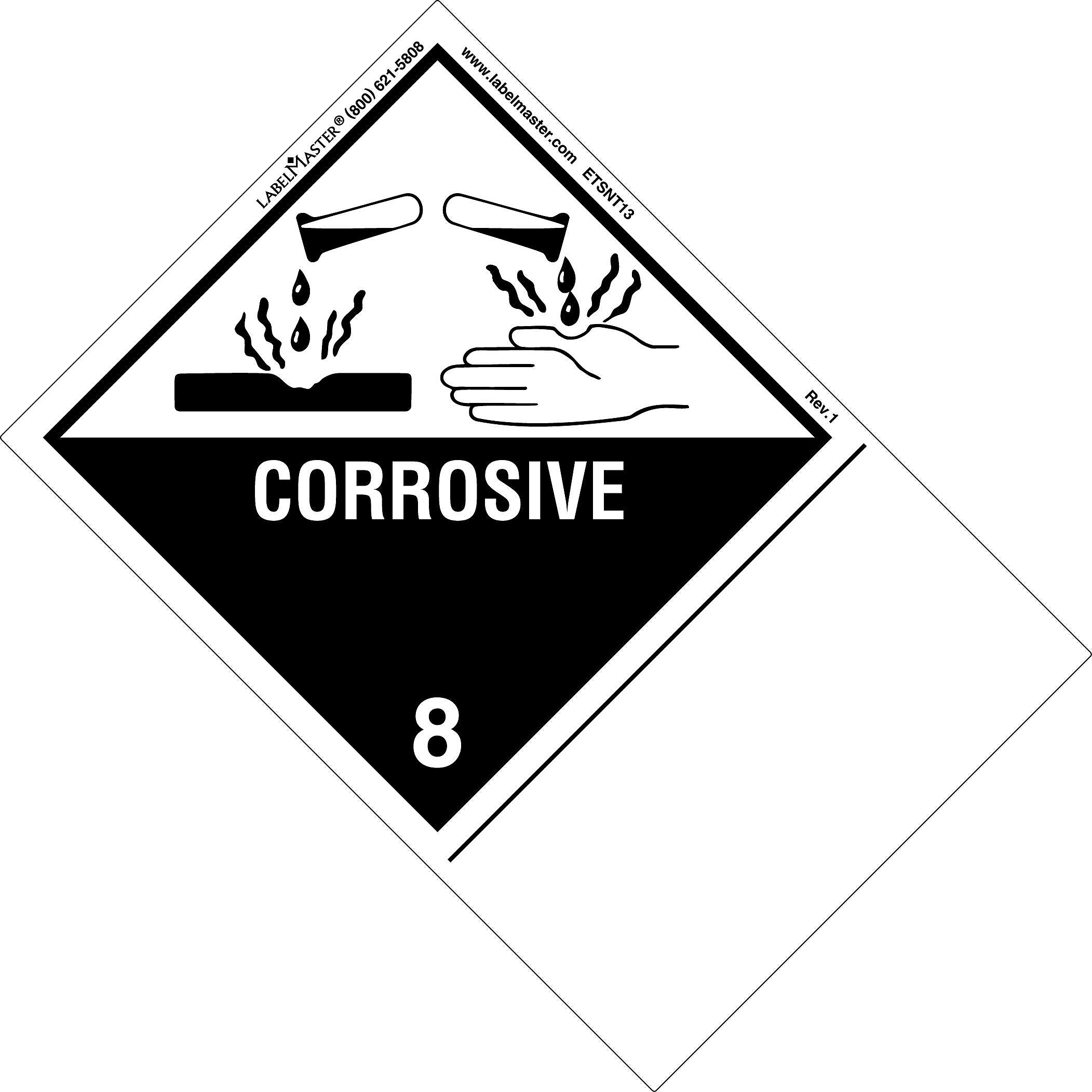 Labelmaster® Corrosive Label, Blank, Shipping Name, Paper, Extended Tab, 150mm x 100mm, 500/Roll (ETSNT13)