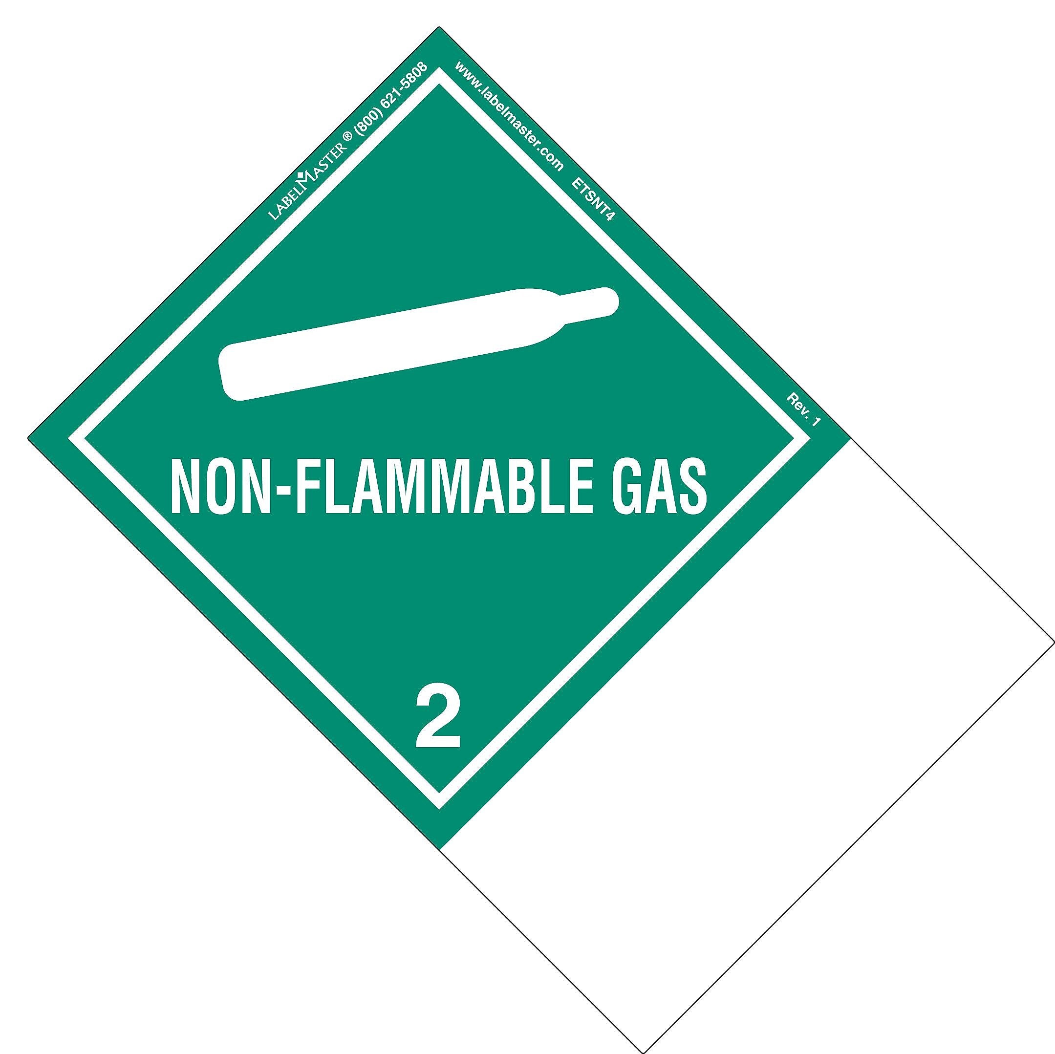 Labelmaster® 50% Off - Non-Flammable Gas Label, Blank, Paper, Extended Tab, 150mm x 100mm, 500/Roll (ETSNT4)