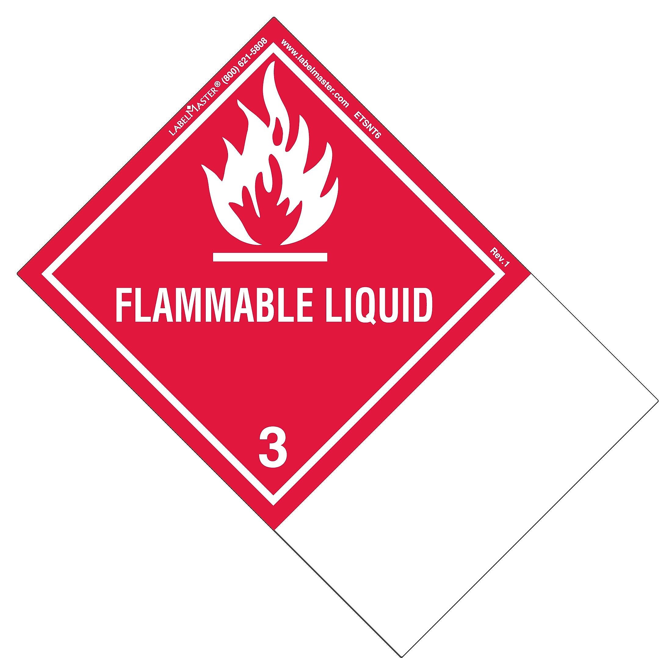 Labelmaster® Flammable Liquid Label, Blank, Paper, Extended Tab, 150mm x 100mm, 500/Roll (ETSNT6)