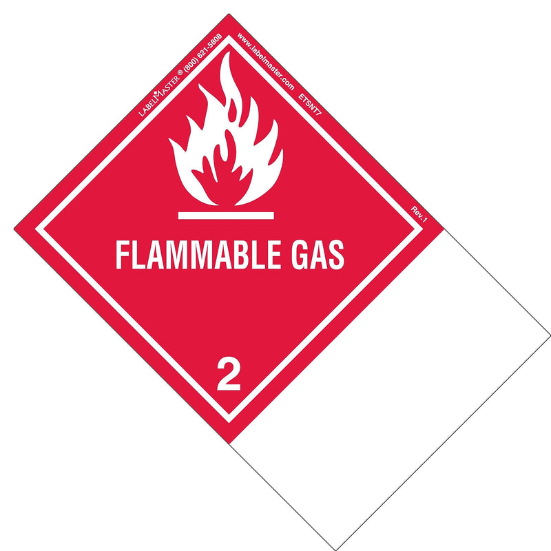 Labelmaster® Flammable Gas Label, Blank, Paper, Extended Tab, 150mm x 100mm, 500/Roll (ETSNT7)