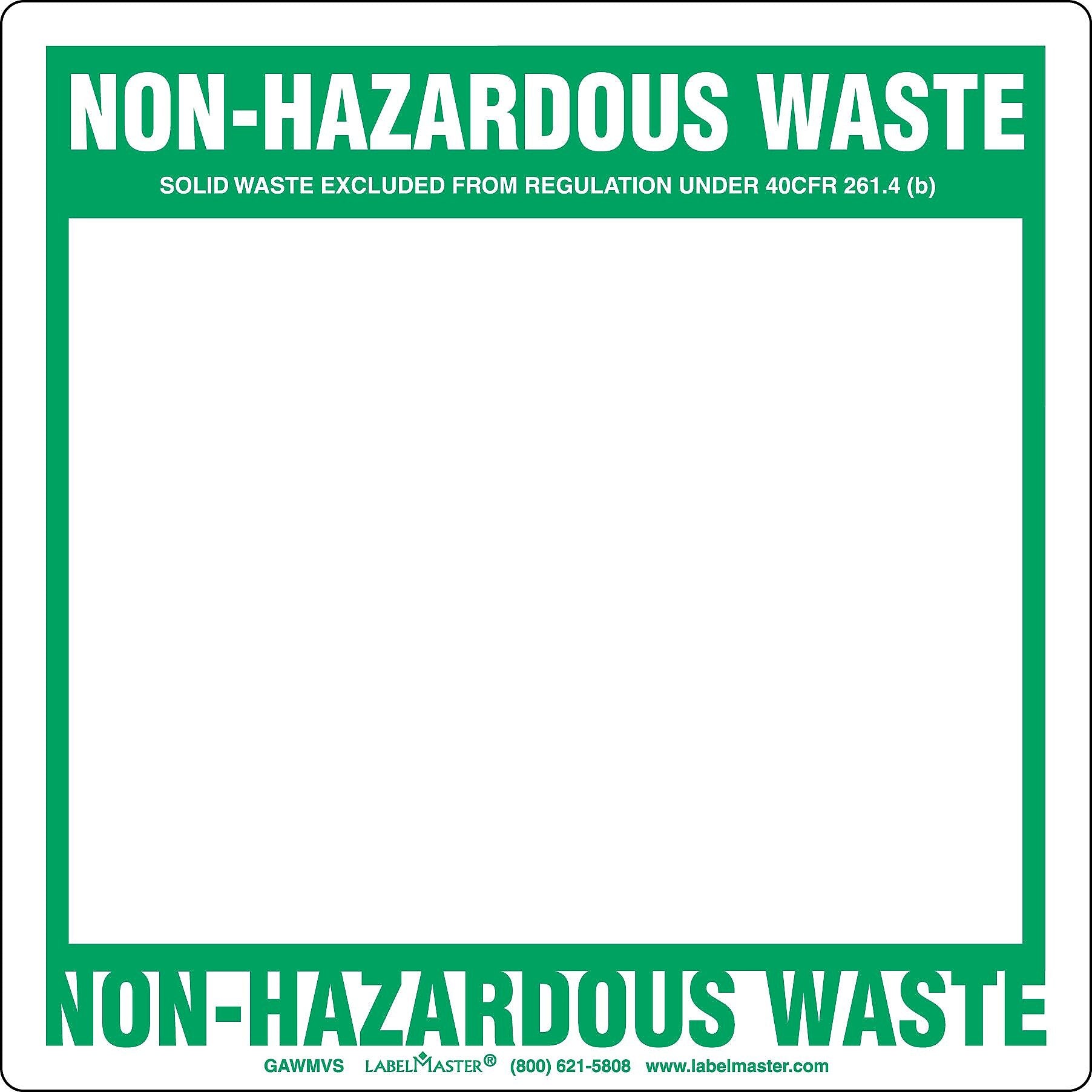 Labelmaster® Non-Hazardous Waste Label, Blank Open Box, Stock PVC-Free Film, 6" x 6", 100/Pack (GAWMVS)