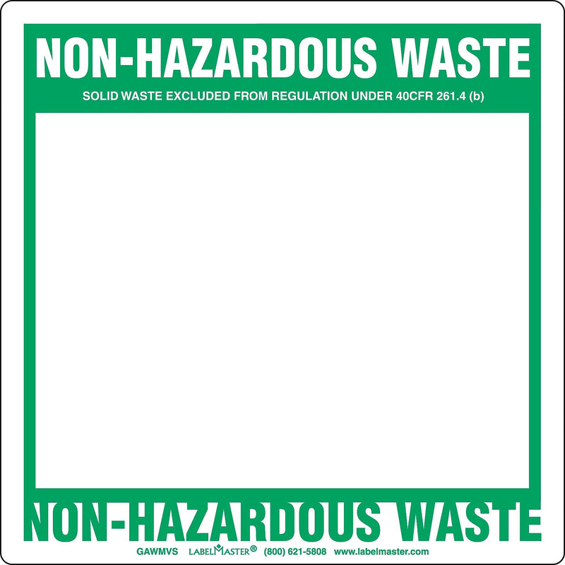 Labelmaster® Non-Hazardous Waste Label, Blank Open Box, Stock PVC-Free Film, 6" x 6", 100/Pack (GAWMVS)