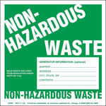 Labelmaster® Non-Hazardous Waste Label, w/Generator Info, Stock Paper, 6" x 6", 100/Pack (GWM7)