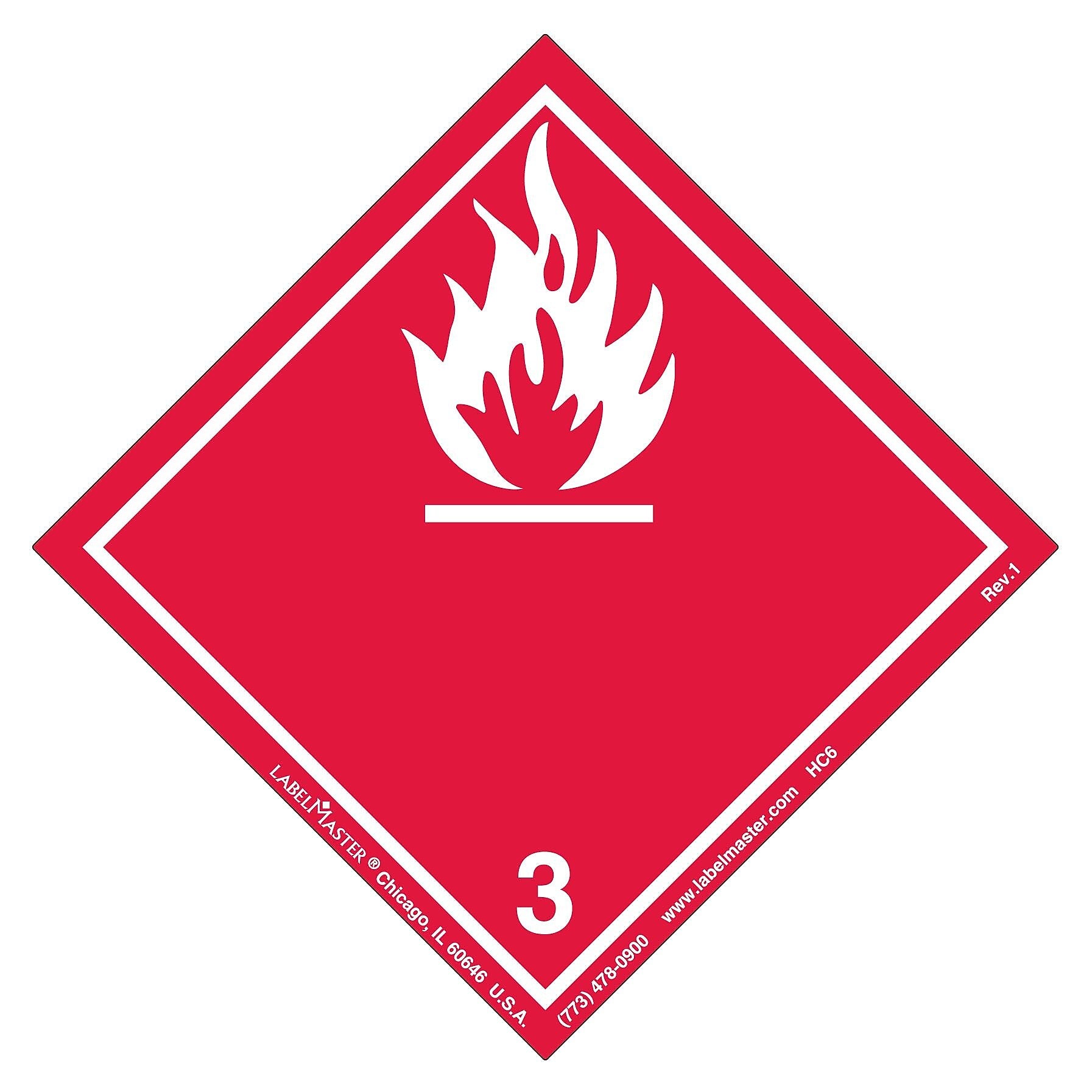 Labelmaster® Flammable Liquid Label, International, Paper, 100mm x 100mm, 500/Roll (HC6)
