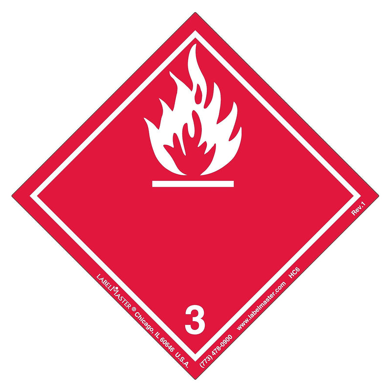Labelmaster® Flammable Liquid Label, International, Paper, 100mm x 100mm, 500/Roll (HC6)