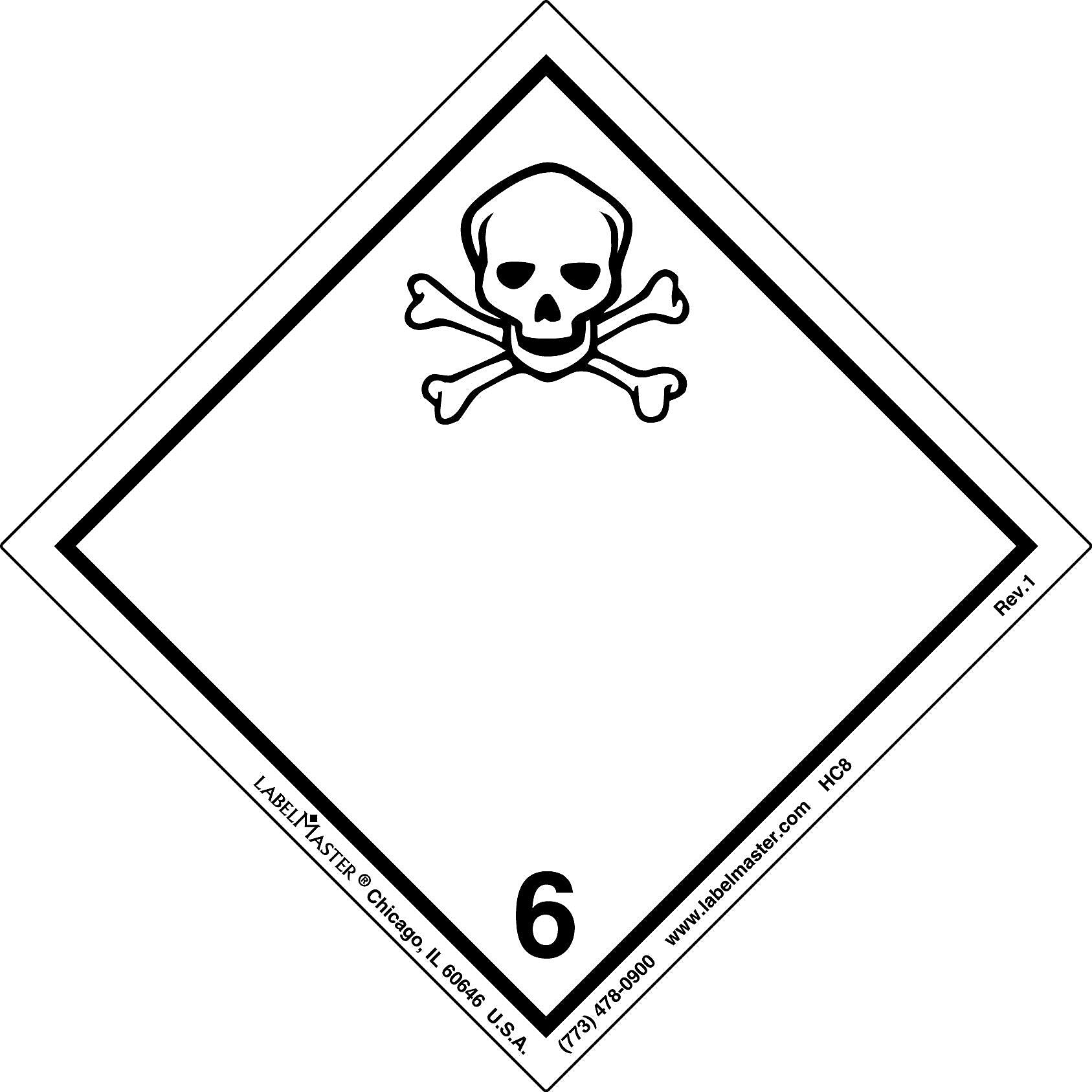 Labelmaster® Toxic Label, International, Paper, 100mm x 100mm, 500/Roll (HC8)
