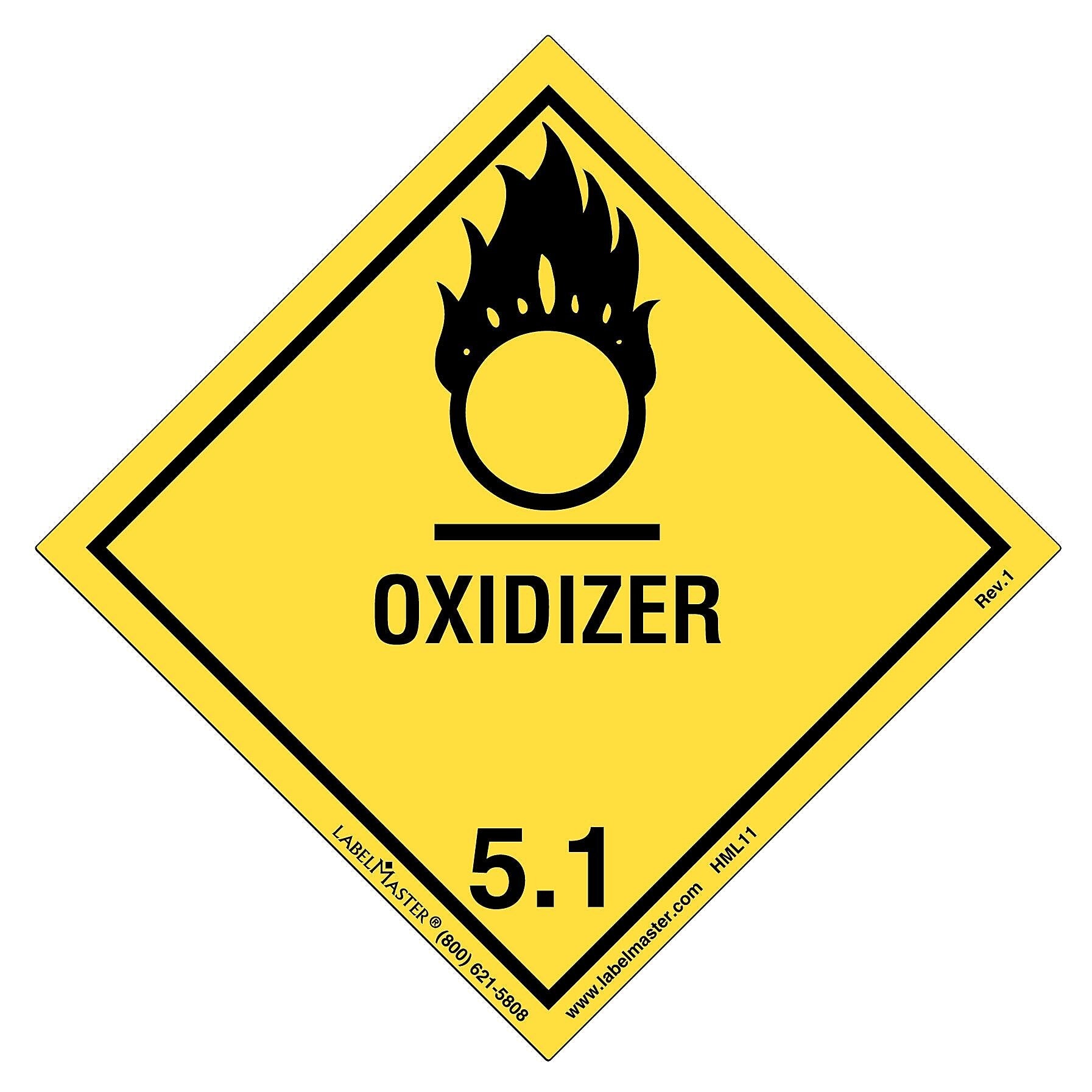 Labelmaster® Oxidizer Label, Worded, Paper, 100mm x 100mm, 500/Roll (HML11)