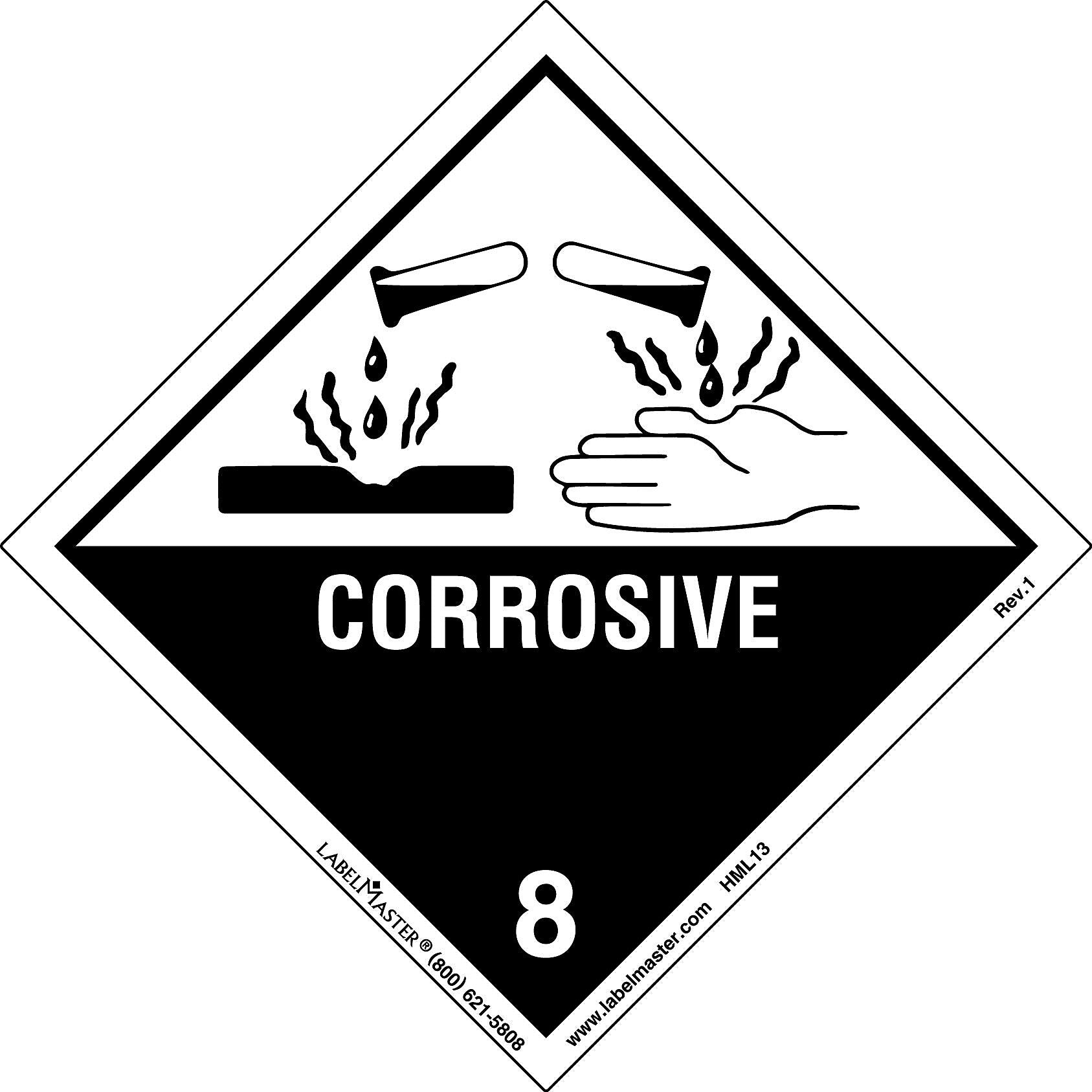 Labelmaster® Corrosive Label, Worded, Paper, 100mm x 100mm, 50/Pack (HML13S)