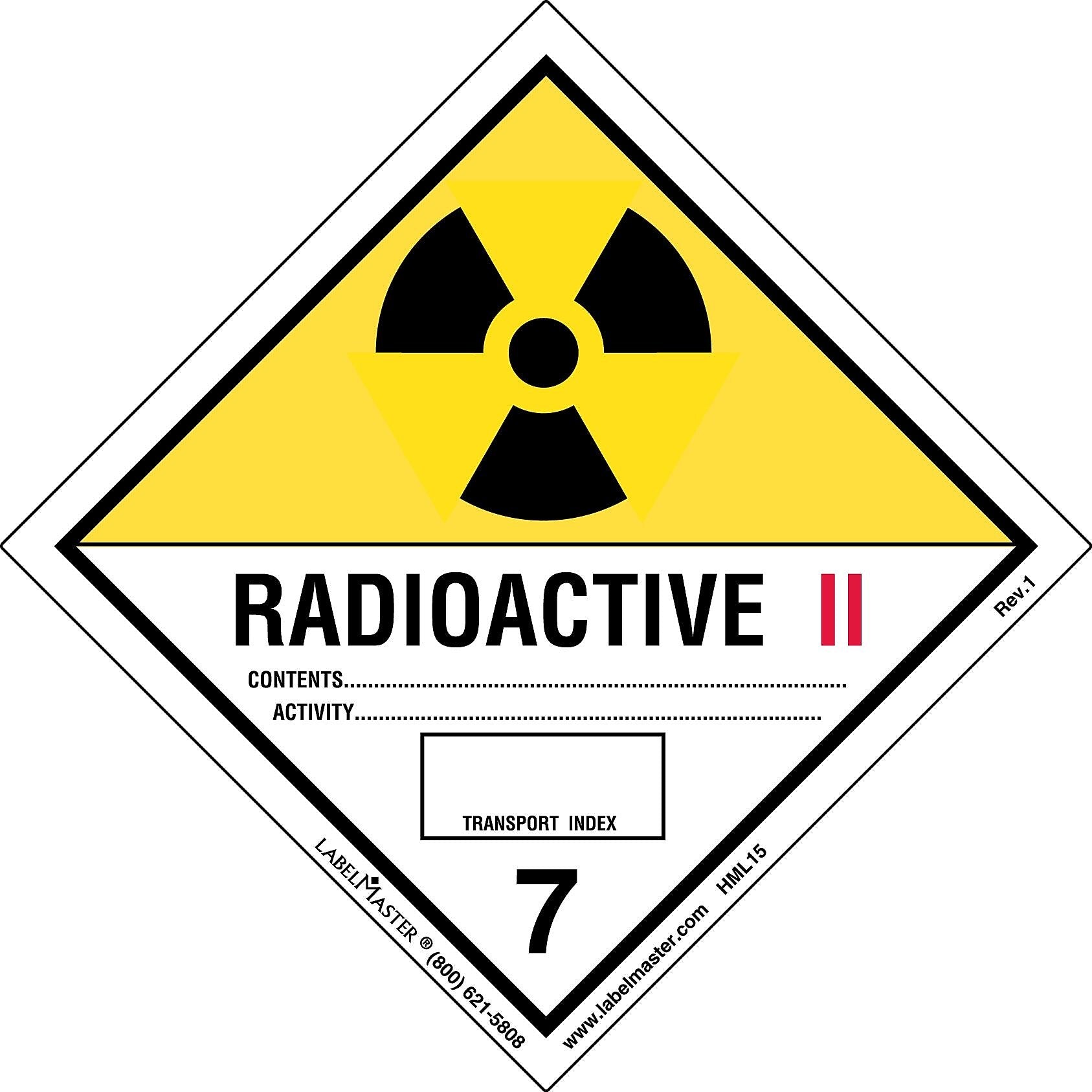 Labelmaster® Radioactive II Label, Worded, Paper, 100mm x 100mm, 500/Roll (HML15)