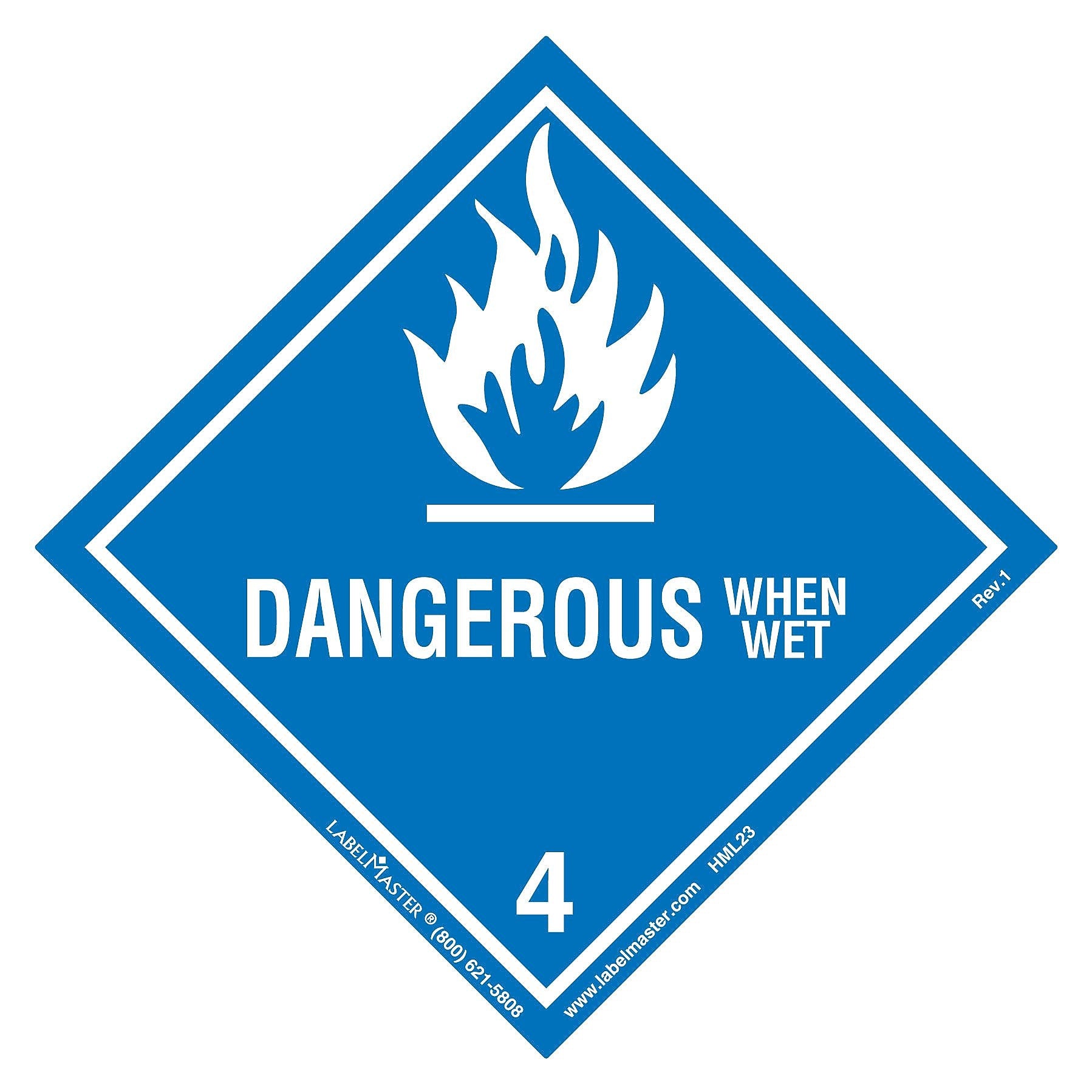 Labelmaster® Dangerous When Wet Label, Worded, Paper, 100mm x 100mm, 500/Roll (HML23)