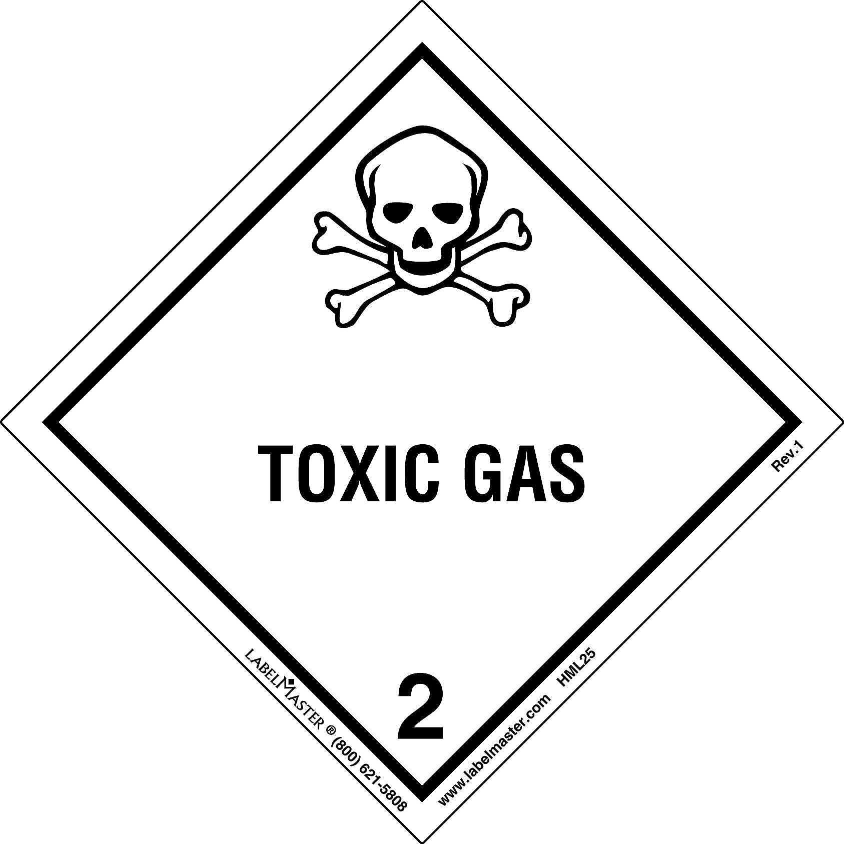 Labelmaster® Toxic Gas Label, Worded, Paper, 100mm x 100mm, 500/Roll (HML25)