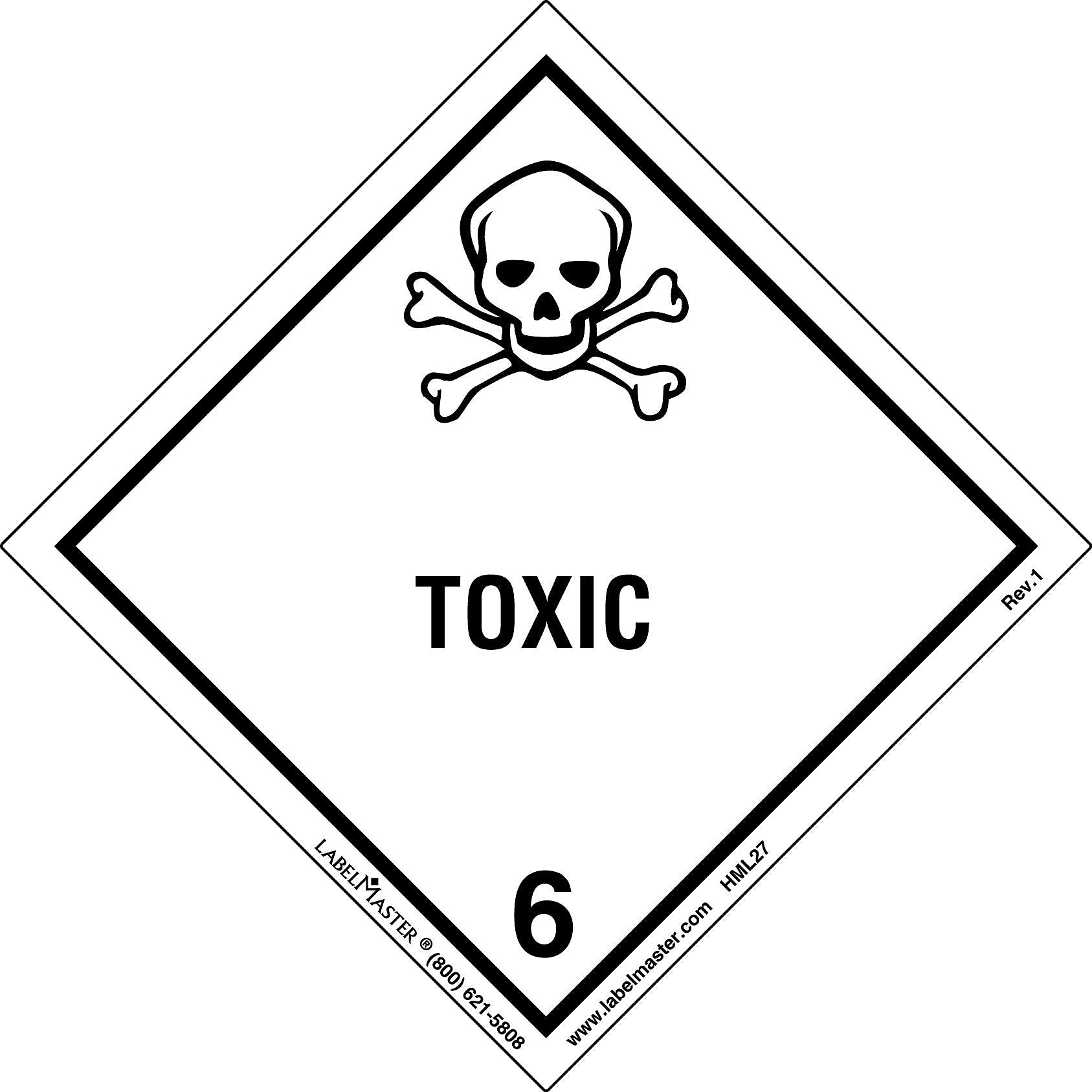 Labelmaster® Toxic Label, Worded, Paper, 100mm x 100mm, 500/Roll (HML27)