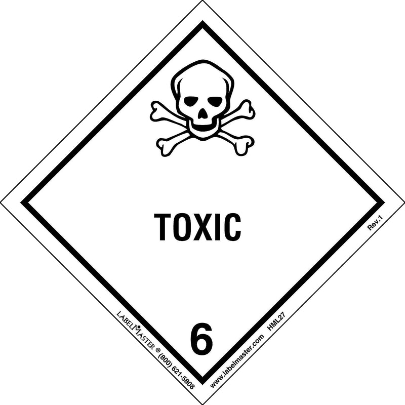 Labelmaster® Toxic Label, Worded, Paper, 100mm x 100mm, 50/Pack (HML27S)