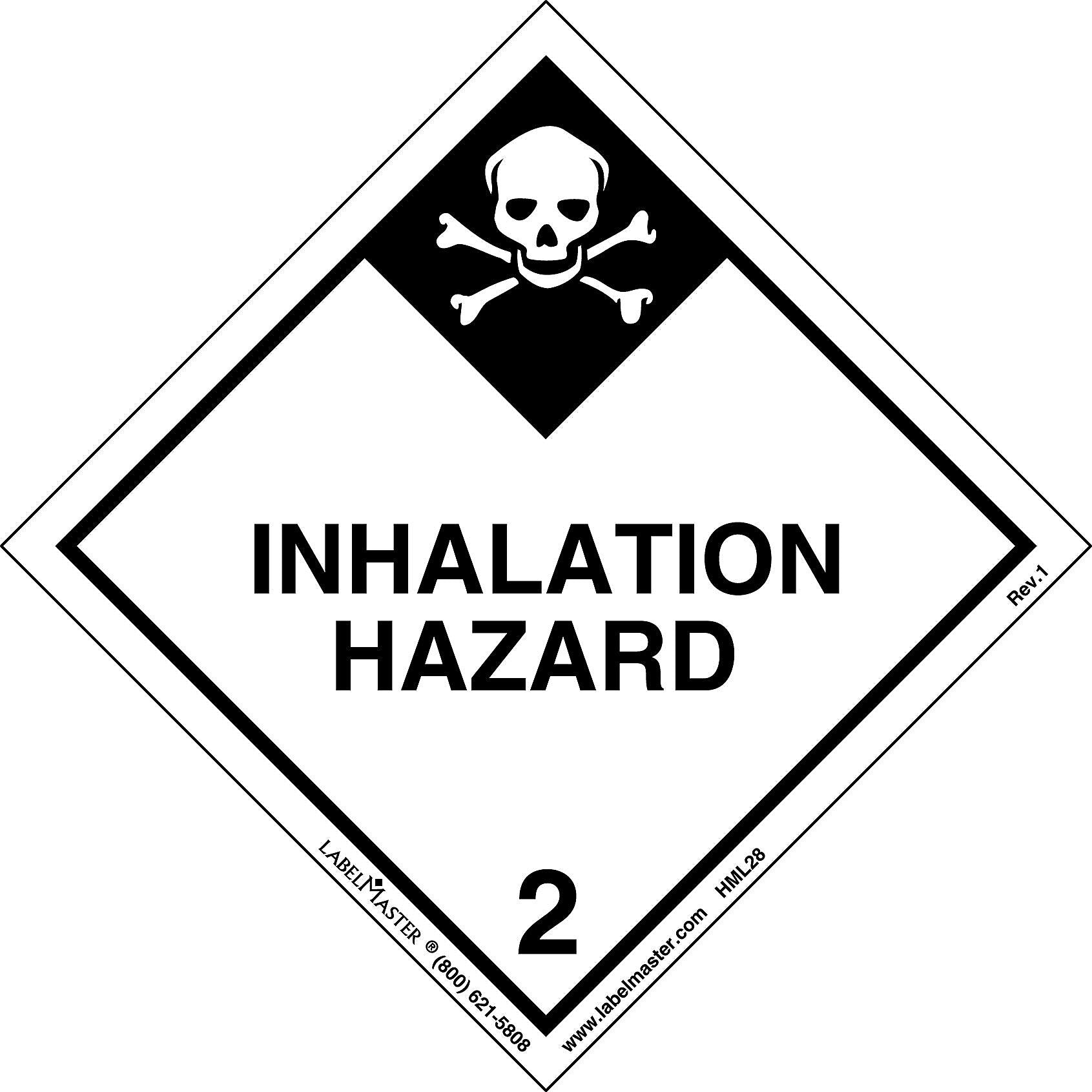 Labelmaster® Inhalation Hazard Label, Worded, Paper, 100mm x 100mm, 500/Roll (HML28)