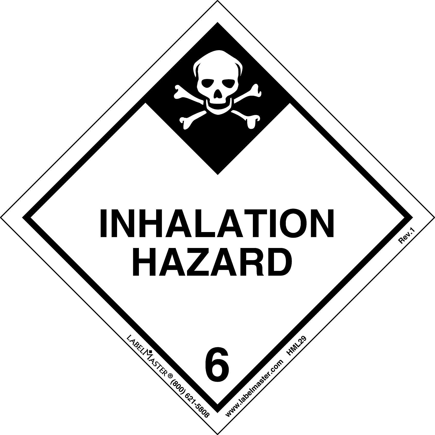 Labelmaster® Inhalation Hazard Label, Worded, Paper, 100mm x 100mm, 500/Roll (HML29)