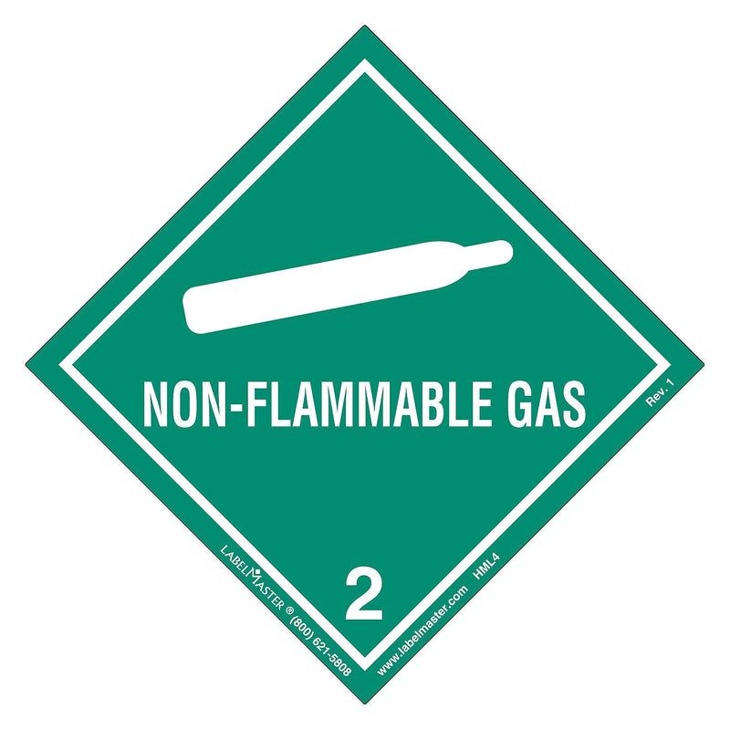 Labelmaster® Non-Flammable Gas Label, Worded, Paper, 100mm x 100mm, 500/Roll (HML4)