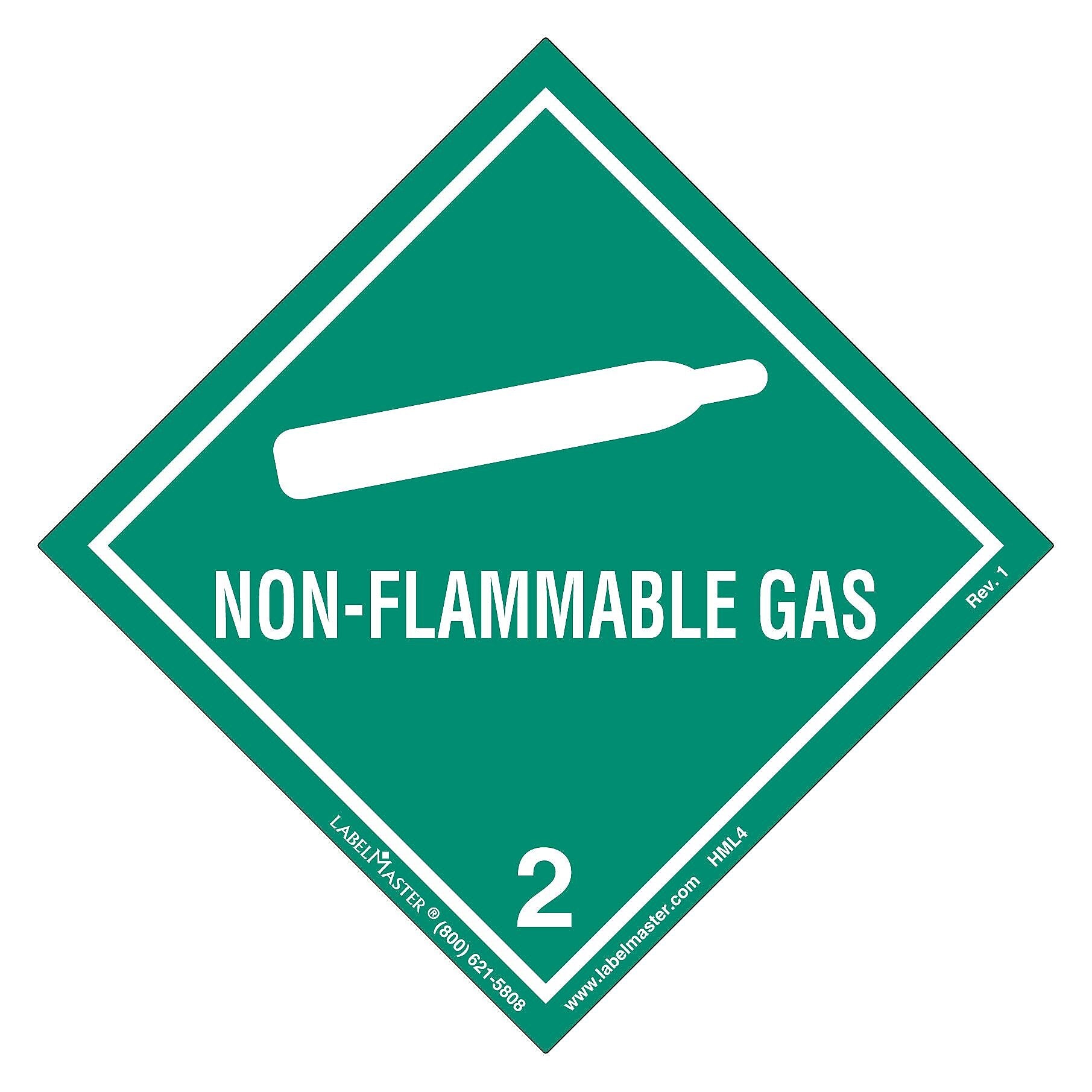 Labelmaster® Non-Flammable Gas Label, Worded, Paper, 100mm x 100mm, 50/Pack (HML4S)