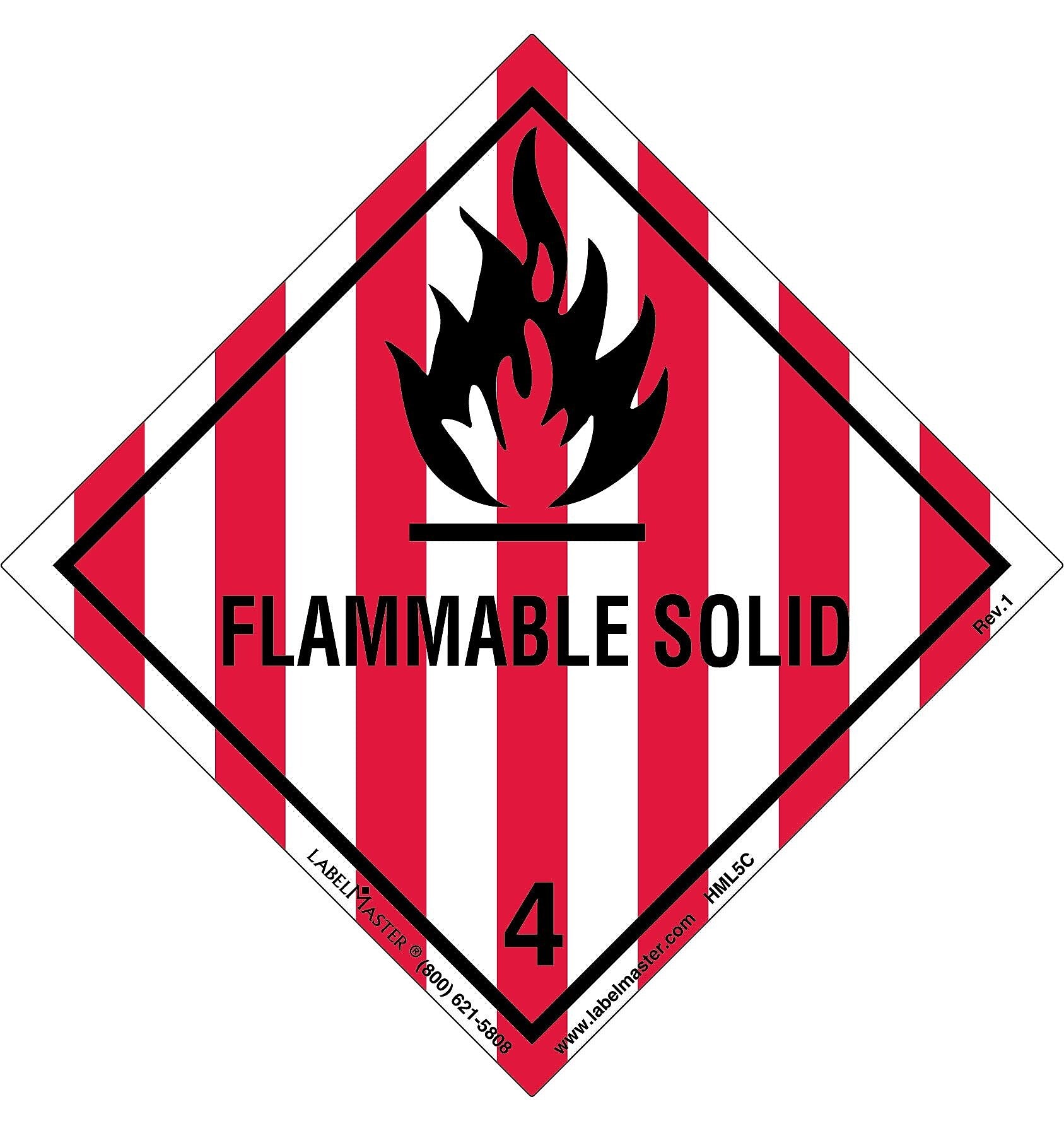 Labelmaster® Flammable Solid Label, Worded, Paper, 100mm x 100mm, 100/Roll (HML5C)