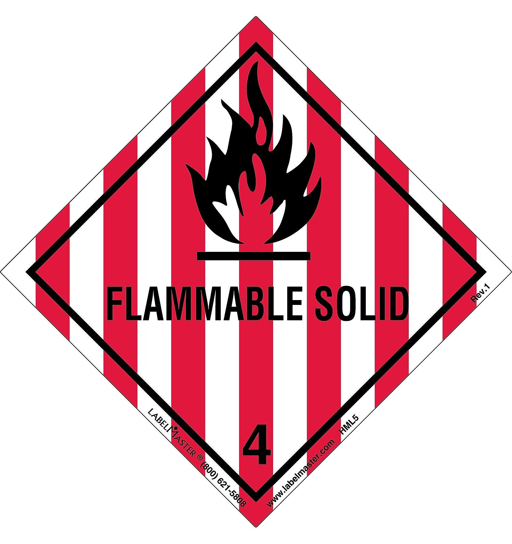 Labelmaster® Flammable Solid Label, Worded, Paper, 100mm x 100mm, 50/Pack (HML5S)