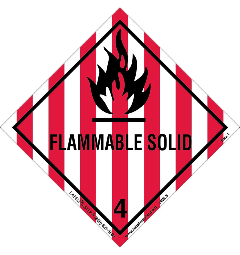 Labelmaster® Flammable Solid Label, Worded, Paper, 100mm x 100mm, 50/Pack (HML5S)