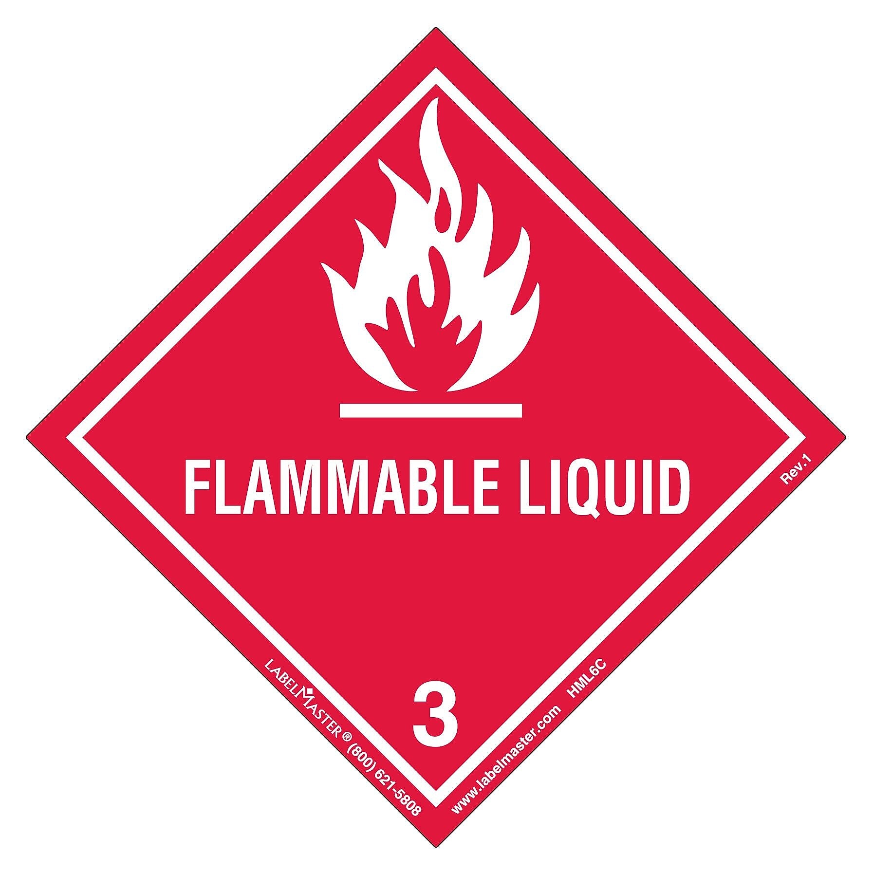 Labelmaster® Flammable Liquid Label, Worded, Paper, 100mm x 100mm, 100/Roll (HML6C)