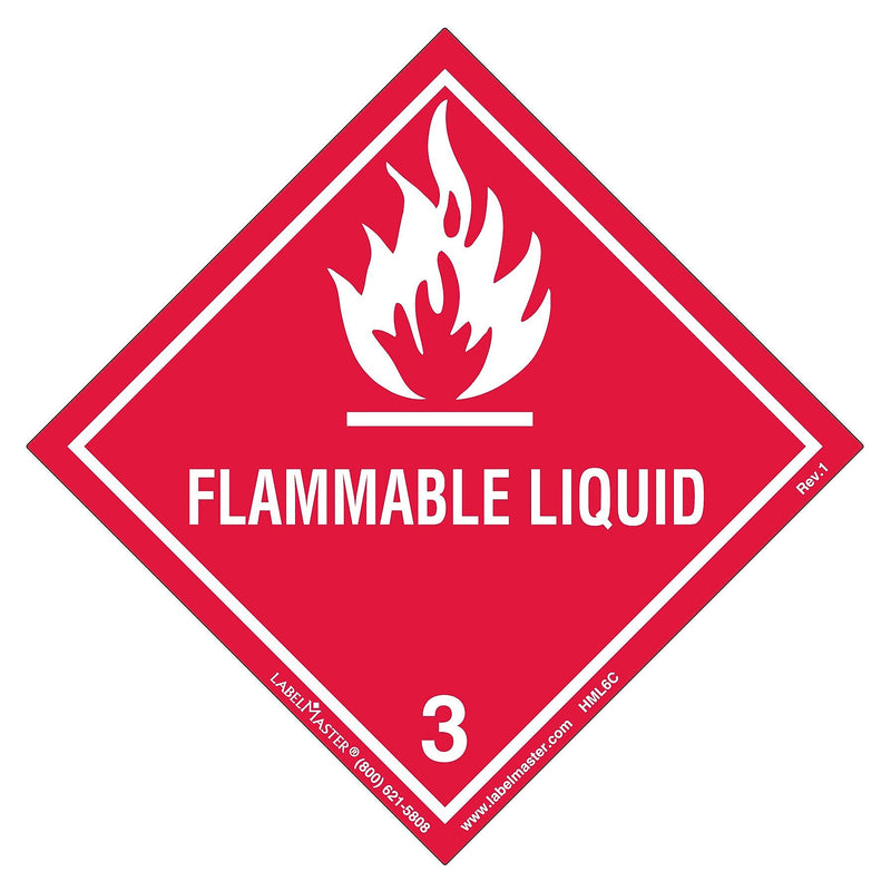 Labelmaster® Flammable Liquid Label, Worded, Paper, 100mm x 100mm, 100/Roll (HML6C)