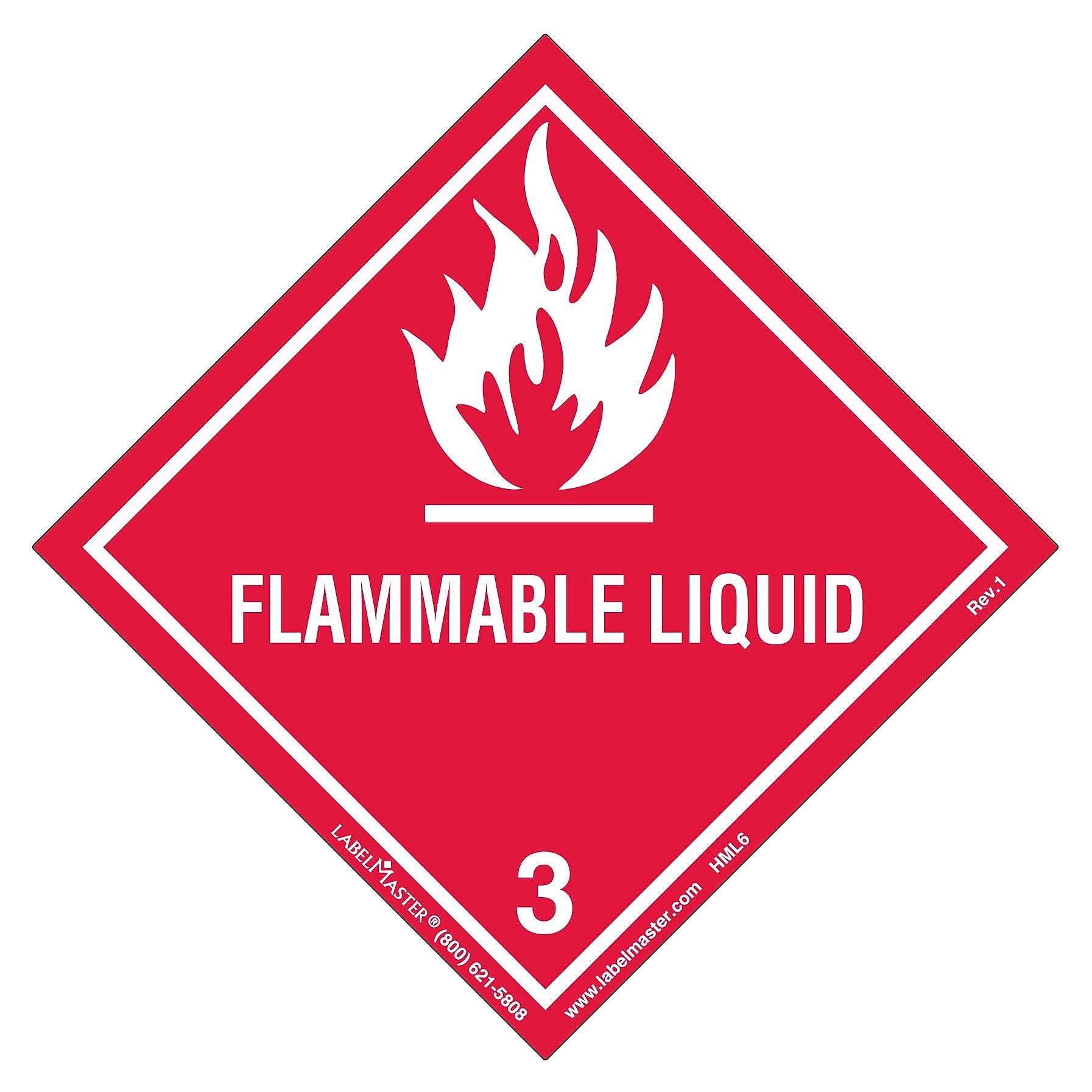 Labelmaster® Flammable Liquid Label, Worded, Paper, 100mm x 100mm, 50/Pack (HML6S)