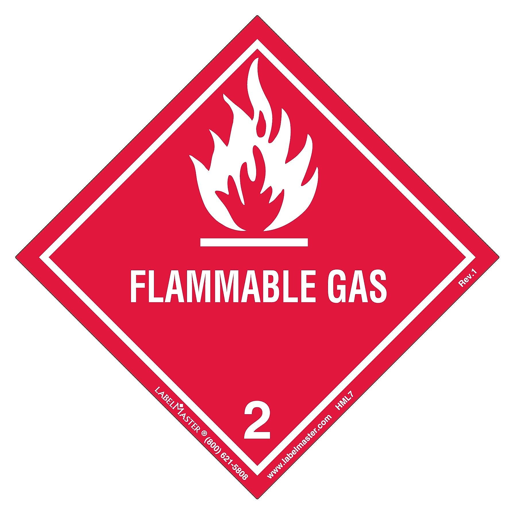Labelmaster® Flammable Gas Label, Worded, Paper, 100mm x 100mm, 500/Roll (HML7)