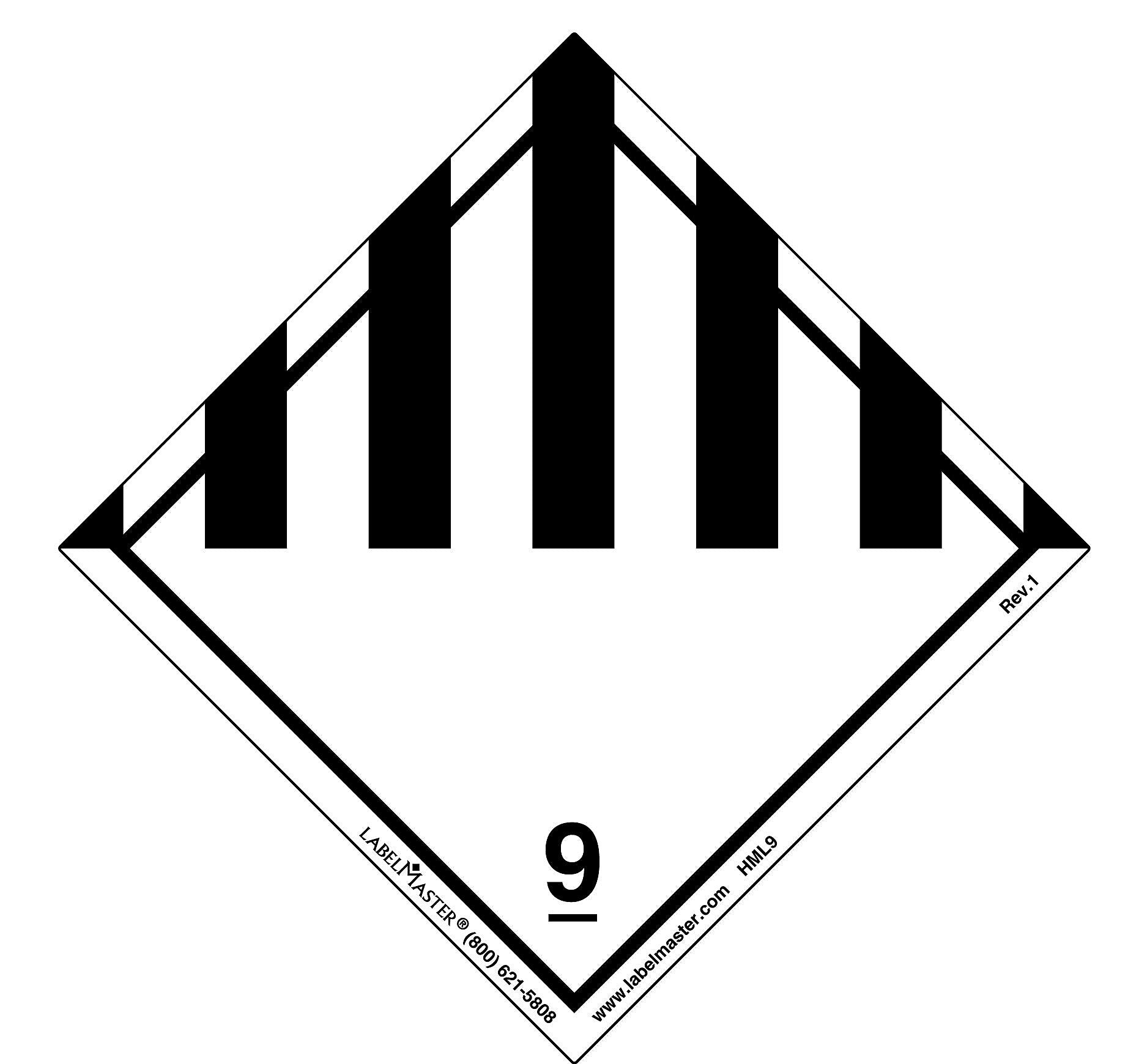 Labelmaster® Miscellaneous Dangerous Goods Label, Paper, 100mm x 100mm, 50/Pack (HML9S)