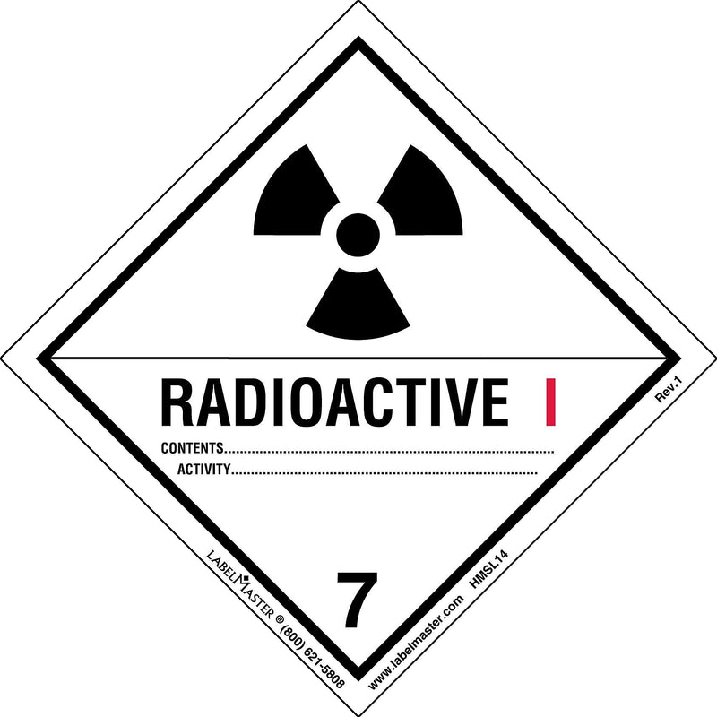 Labelmaster® Radioactive I Label, Worded, PVC-Free Film, 100mm x 100mm, 500/Roll (HMSL14)