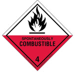 Labelmaster® Spontaneously Combustible Label, Worded, PVCFF, 100mm x 100mm, 500/Roll (HMSL210)